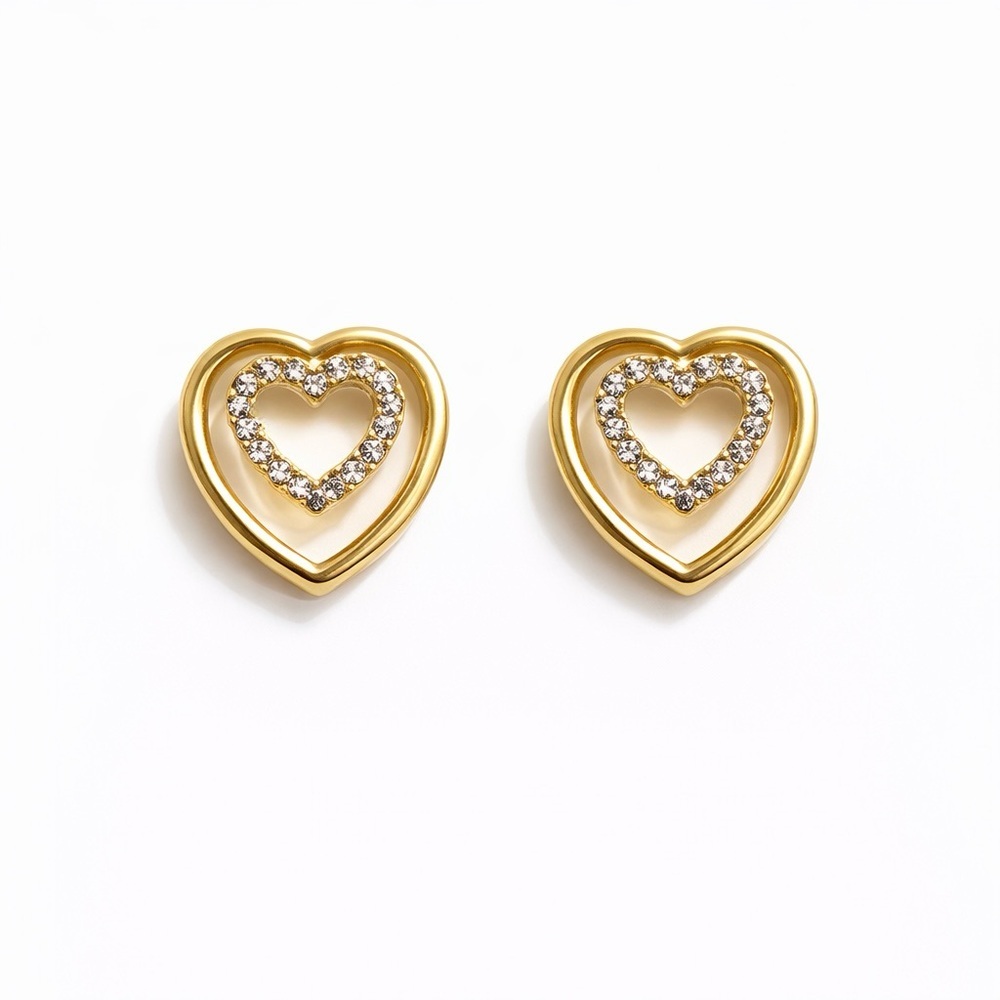 Gold Heart Stud Earrings